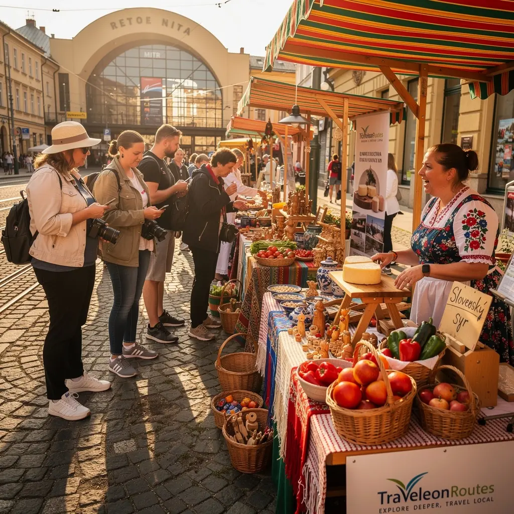 Map highlighting major train routes connecting popular travel destinations in Slovakia.